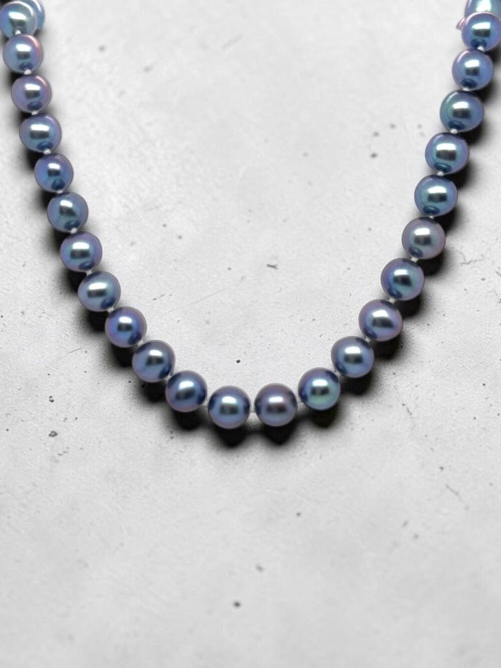Black Freshwater Cultured Pearl Necklace in 14kt White Gold